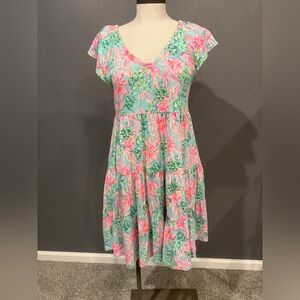 Lilly Pulitzer Pink and Green Floral Kids Dress